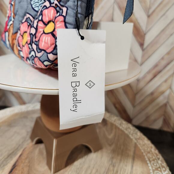 NWT Vera Bradley Tropical Evening Gray Floral Mirror Cosmetic Bag Mini Pouch - Picture 2 of 8